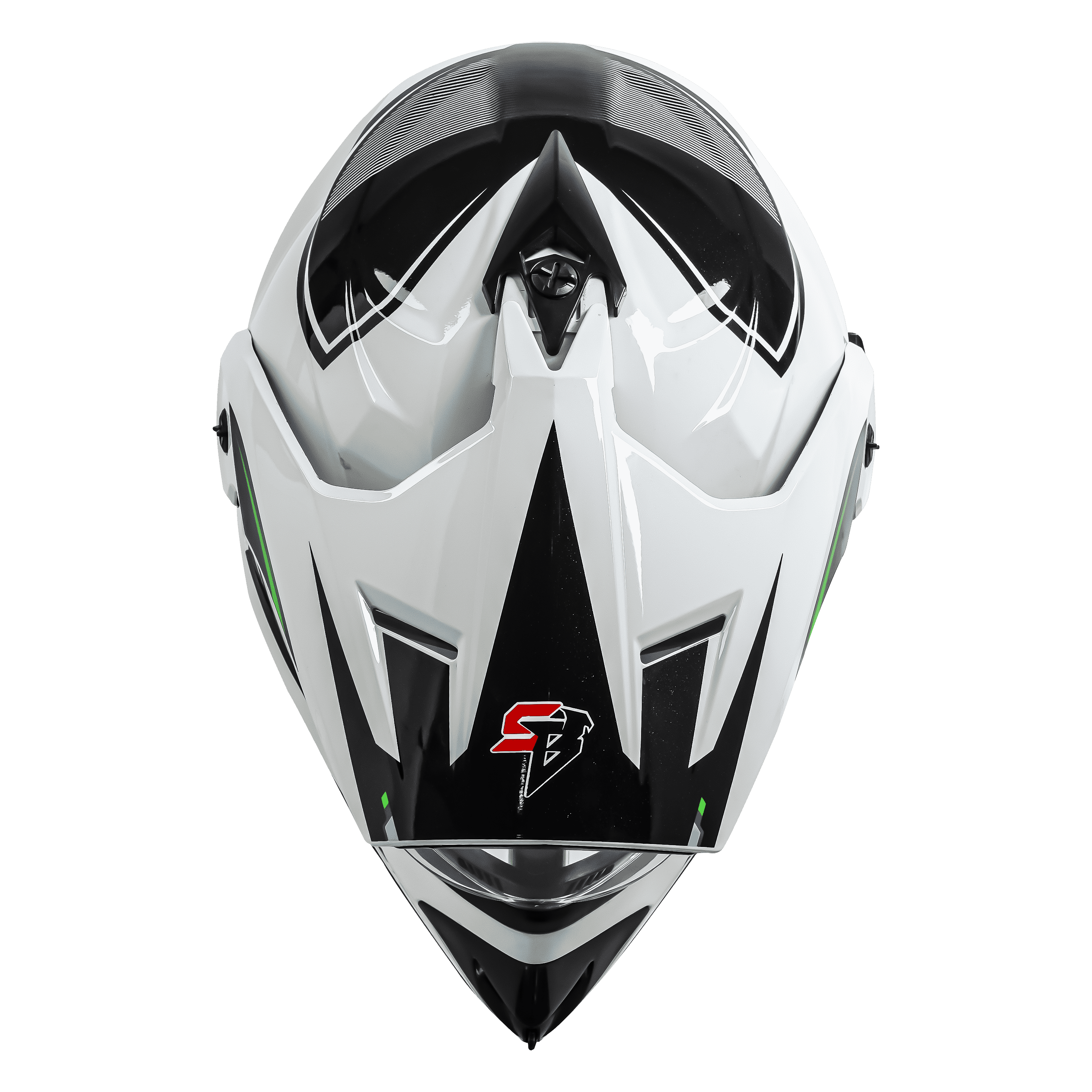 SBH-13 ISS RACER GLOSSY WHITE WITH GREEN